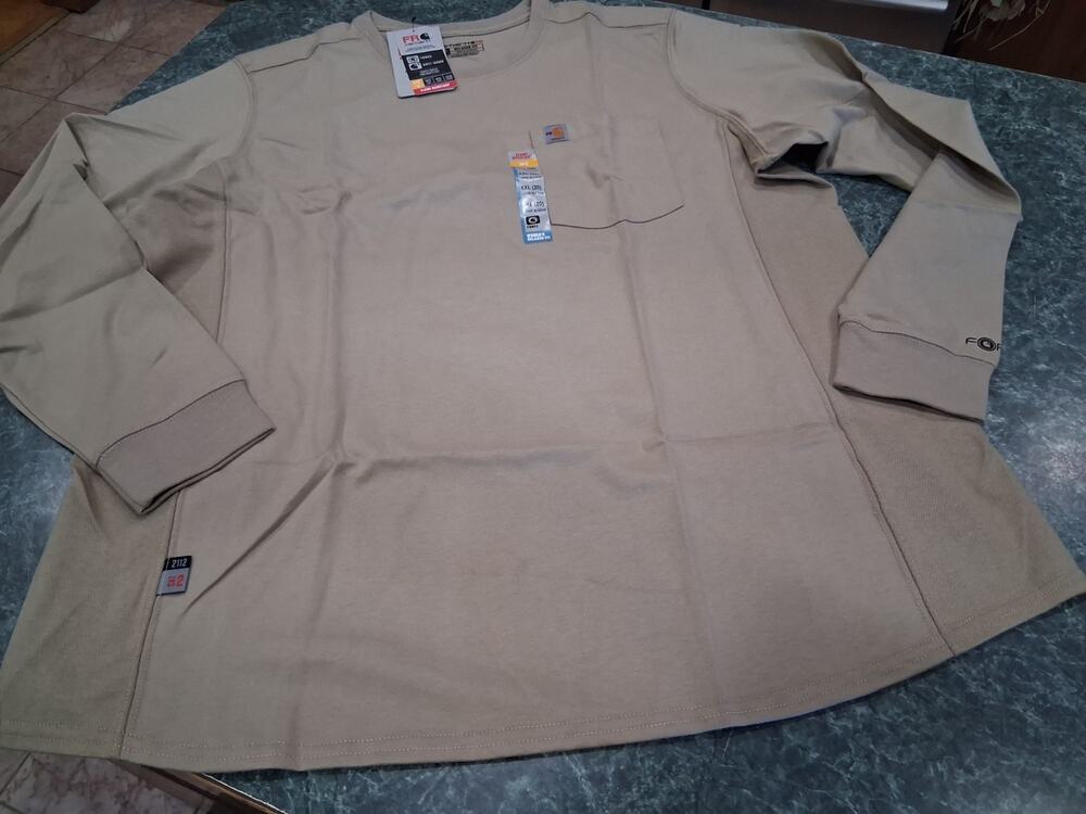 Carhartt Force Womens 2x FR Shirt Long Sleeve Tan Crew Neck Cat 2 Relaxed NWT